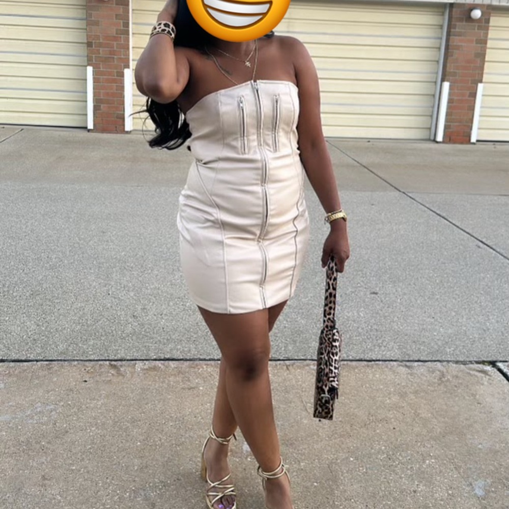 Fashion Nova Strapless Cream Dress